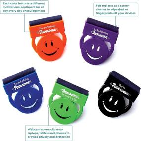 img 1 attached to 🎉 Protective Smiley Privacy Web Cam Covers with Screen Cleaner - 5 Pack, Assorted Colors - Ideal Employee Appreciation & Recognition Gift from Cheersville