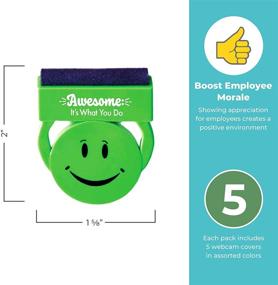 img 2 attached to 🎉 Protective Smiley Privacy Web Cam Covers with Screen Cleaner - 5 Pack, Assorted Colors - Ideal Employee Appreciation & Recognition Gift from Cheersville