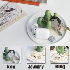 img 2 attached to 🌵 Ceramic Cactus Jewelry Ring Holder - Earrings/Bracelet/Trinket Tray/Dish Organizer Display for Home Office Decor - Ideal Christmas Birthday Gift for Mom/Dad/Friends - WD01XR