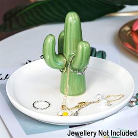 img 1 attached to 🌵 Ceramic Cactus Jewelry Ring Holder - Earrings/Bracelet/Trinket Tray/Dish Organizer Display for Home Office Decor - Ideal Christmas Birthday Gift for Mom/Dad/Friends - WD01XR
