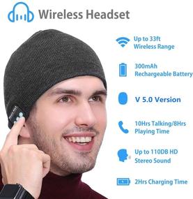 img 1 attached to 🎧 MISERWE Wireless Beanie Hat V5.0 - Unisex Men's Sports Hat with Bluetooth Headphones - Winter Outdoor Sports Knit Cap