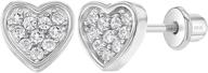 💎 sparkling 925 sterling silver pave heart cz earrings with secure screw backs - 7mm baby to pre-teen jewelry for every occasion logo