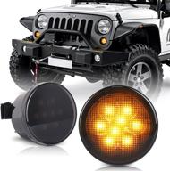 smoked lens amber led turn signal lights for 2007-2018 wrangler jk unlimited - zjusdo front grille parking lights for wrangler jk logo