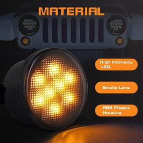 img 2 attached to Smoked Lens Amber LED Turn Signal Lights for 2007-2018 Wrangler JK Unlimited - ZJUSDO Front Grille Parking Lights for Wrangler JK