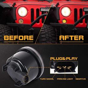 img 1 attached to Smoked Lens Amber LED Turn Signal Lights for 2007-2018 Wrangler JK Unlimited - ZJUSDO Front Grille Parking Lights for Wrangler JK