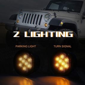 img 3 attached to Smoked Lens Amber LED Turn Signal Lights for 2007-2018 Wrangler JK Unlimited - ZJUSDO Front Grille Parking Lights for Wrangler JK