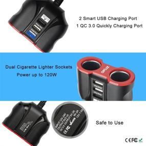 img 3 attached to 🚗 High-Speed QC3.0 Car Charger with Extension Cable - Multi Car Charger Cigarette Lighter - 3 USB Ports (QC3.0x1+Smart Socketx2) - Dual Socket Car Splitter - 90mm Cable for GPS/iPhone/Samsung Cell Phone