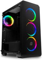enhance your gaming experience with deco gear mid-tower pc gaming computer 🎮 case - 3-sided tempered glass, led lighting, and 4 120mm double ring fans logo
