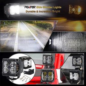 img 3 attached to 🚦 POVTOR 40W LED Side Shooter Lights | Spot Flood V Logo | Amber Solid & Strobe Function | Dual Side Driving Light Pods for Jeep Truck Tractor SUV 4X4 Motorcycle