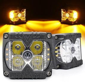 img 4 attached to 🚦 POVTOR 40W LED Side Shooter Lights | Spot Flood V Logo | Amber Solid & Strobe Function | Dual Side Driving Light Pods for Jeep Truck Tractor SUV 4X4 Motorcycle