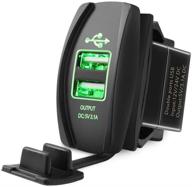 🔌 mictuning universal usb charger socket with dual switch rocker style, green led light, ideal for car, boat, trucks, rv - power outlet for all usb devices logo