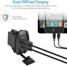 img 1 attached to 🔌 MICTUNING Universal USB Charger Socket with Dual Switch Rocker Style, Green LED Light, Ideal for Car, Boat, Trucks, RV - Power Outlet for All USB Devices