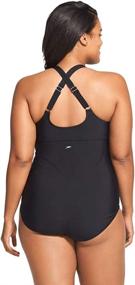 img 3 attached to 👙 Stylish Speedo Women's Mesh V-Neck Cross Back Plus Swimsuit: One Piece Perfection!