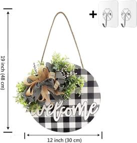 img 2 attached to Black Wooden Hanging Welcome Sign: Buffalo 🖤 Plaid Front Door Decor for Restaurant, Home, Outdoor