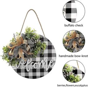 img 3 attached to Black Wooden Hanging Welcome Sign: Buffalo 🖤 Plaid Front Door Decor for Restaurant, Home, Outdoor