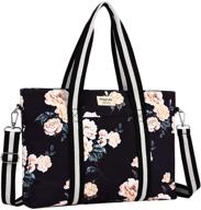 сумка mosiso для ноутбука 17-17.3 дюйма для женщин - полотняная камелия, многофункциональная сумка-дюфель для рабочих поездок, совместима с macbook, ноутбуком, chromebook - черная логотип