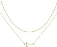 🌟 exquisite krenque gold layer cross pendant necklaces: 14k gold plated bar y adjustable chain necklaces for women with an elegant touch logo