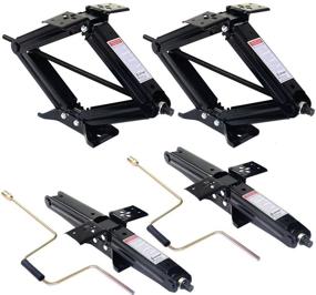 img 4 attached to 🔧 Goplus 4-Pack 24-inch Scissor Jacks for RV Camper Trailer Leveling and Stabilizing with 2 Crank Handles - 5000lb Capacity, Heavy-Duty Steel