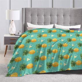 img 2 attached to 🍍 Premium ZHONGKUI Pineapple Art Throw Blanket: Super Soft Flannel Luxury Bed Sofa Blanket for All Seasons - 80"x60" Large