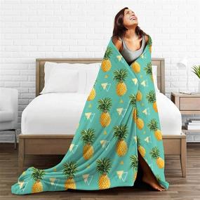 img 1 attached to 🍍 Premium ZHONGKUI Pineapple Art Throw Blanket: Super Soft Flannel Luxury Bed Sofa Blanket for All Seasons - 80"x60" Large