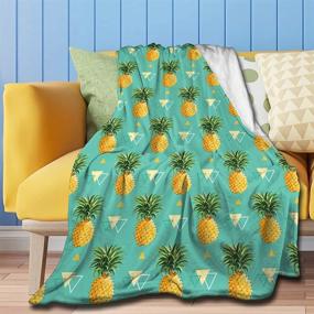 img 4 attached to 🍍 Premium ZHONGKUI Pineapple Art Throw Blanket: Super Soft Flannel Luxury Bed Sofa Blanket for All Seasons - 80"x60" Large