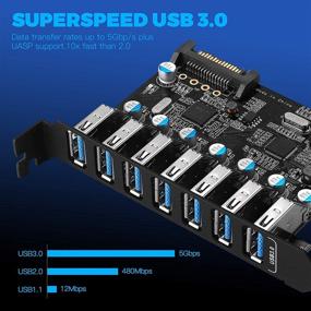 img 2 attached to 💻 7-портовая USB 3.0 плата расширения для ПК | Внутренняя USB-портовая карта PCI Express с разъемом питания SATA | Совместима с ПК Windows 10/8/7/XP