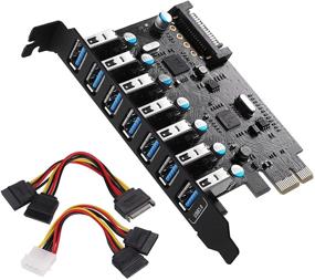 img 4 attached to 💻 7-портовая USB 3.0 плата расширения для ПК | Внутренняя USB-портовая карта PCI Express с разъемом питания SATA | Совместима с ПК Windows 10/8/7/XP