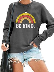 img 3 attached to 🌸 BLANCHES Be Kind Long Sleeve Pullover: Women's Crew Neck Top