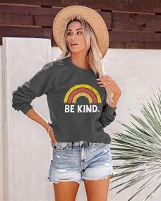 img 2 attached to 🌸 BLANCHES Be Kind Long Sleeve Pullover: Women's Crew Neck Top