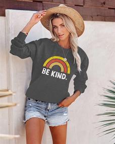 img 1 attached to 🌸 BLANCHES Be Kind Long Sleeve Pullover: Women's Crew Neck Top