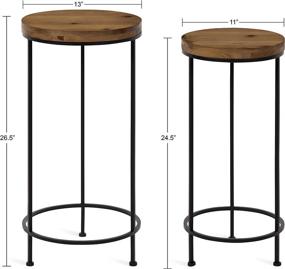 img 3 attached to 🌾 Set of 2 Kate and Laurel Espada Rustic Round End Tables with Farmhouse-Inspired Design, Rustic Wood and Black Metal Frame for Enhanced Home Accent