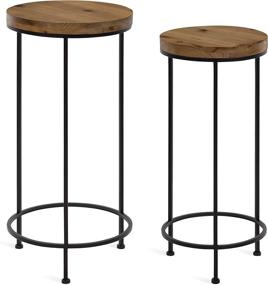 img 2 attached to 🌾 Set of 2 Kate and Laurel Espada Rustic Round End Tables with Farmhouse-Inspired Design, Rustic Wood and Black Metal Frame for Enhanced Home Accent