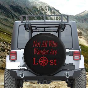 img 2 attached to Not All Who Wander Are Lost - Sea Compass Spare Tire Cover Fits SUV Camper RV Accessories Red Ink 27