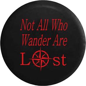 img 3 attached to Not All Who Wander Are Lost - Sea Compass Spare Tire Cover Fits SUV Camper RV Accessories Red Ink 27