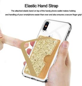 img 2 attached to 📲 Secure Phone Card Holder with RFID Blocking: CASZONE Sparkly Hand Strap Card Pockets - Glitter Gold