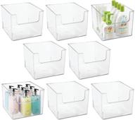 mdesign clear plastic open front bathroom storage organizer basket bin - 8 pack for cabinets, shelves, countertops, bedroom, kitchen, laundry room, closet, garage logo