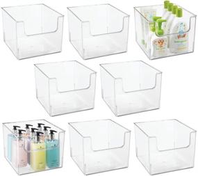 img 4 attached to mDesign Clear Plastic Open Front Bathroom Storage Organizer Basket Bin - 8 Pack for Cabinets, Shelves, Countertops, Bedroom, Kitchen, Laundry Room, Closet, Garage