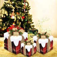 🎁 vibrant christmas lighted gift boxes: 3 pcs with 70 led warm lights, outdoor xmas ornaments, indoor holiday decorations (red) логотип