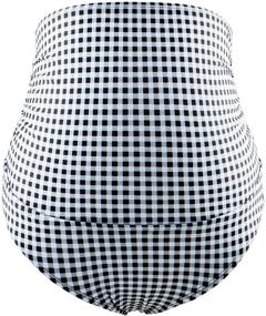 img 3 attached to 🤰 High Waisted Plaid Black/White S Maternity Swimsuit Bottoms by Bhome