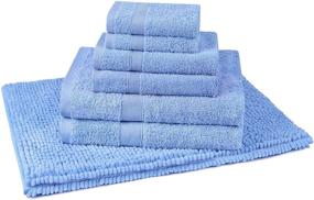 img 4 attached to 🛀 Towel Set and Bath Mat Bundle - 2 Bath Towels, 2 Hand Towels, 2 Washcloths, 1 Bath Rug - 600 GSM Highly Absorbent Towels for Bathroom Spa, Shower