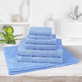 img 3 attached to 🛀 Towel Set and Bath Mat Bundle - 2 Bath Towels, 2 Hand Towels, 2 Washcloths, 1 Bath Rug - 600 GSM Highly Absorbent Towels for Bathroom Spa, Shower