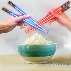 img 2 attached to LED Glowing Light Saber Chopsticks - Star Wars Inspired Chop Sticks, REUSABLE Sushi Lightup Sabers with Lightsaber Effects - Red and Blue, 2 Pairs