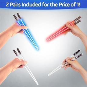 img 1 attached to LED Glowing Light Saber Chopsticks - Star Wars Inspired Chop Sticks, REUSABLE Sushi Lightup Sabers with Lightsaber Effects - Red and Blue, 2 Pairs