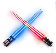 led glowing light saber chopsticks - star wars inspired chop sticks, reusable sushi lightup sabers with lightsaber effects - red and blue, 2 pairs logo