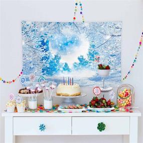 img 1 attached to 🌲 Winter Wonderland: Allenjoy 68" x 45" Frozen Ice Snowy Forest Moon Landscape Backdrop – Perfect for Snow-themed Parties, Birthdays, and Holiday Festivals!