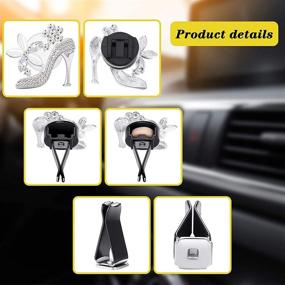 img 1 attached to 🚗 6-Piece Silver Rhinestone Car Air Vent Decoration, Bling Car Interior Décor with Aromatic Soft Pad - Car Air Freshener Clip (Rhinestone Style)