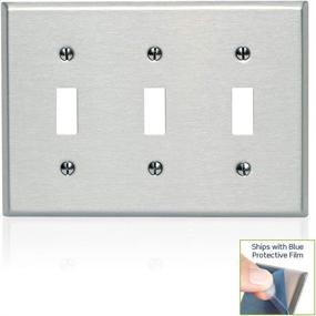 img 3 attached to 🔳 Stainless Steel Leviton 84011: Standard Size 3-Gang Toggle Device Switch Wallplate - Buy Now!