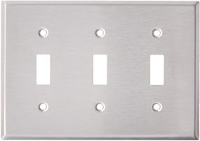 img 4 attached to 🔳 Stainless Steel Leviton 84011: Standard Size 3-Gang Toggle Device Switch Wallplate - Buy Now!