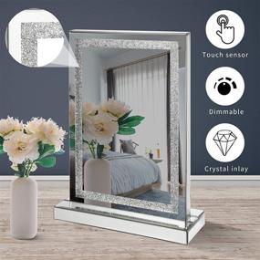 img 3 attached to 💎 Enhance Your Beauty Routine with MIREO's LED Vanity Makeup Mirror: Crystal Inlay & Diamond Mirror for Makeup Table, Bedroom, Bathroom, and Dressing Room