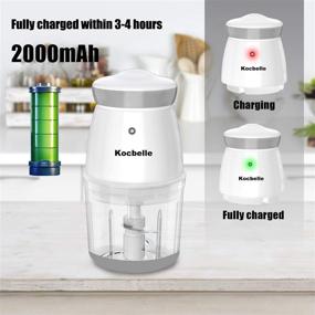 img 2 attached to 🔪 Kocbelle Cordless Portable Electric Food Chopper - 200-Watt Mini Food Processor & Vegetable Chopper with 2.5 Cup 20 Oz Glass Bowl and Scraper for Blending, Mincing, and Meal Preparation